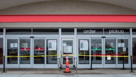 Shoreview, Minnesota, Target closes one entrance to control the flow of people entering and leaving the store due to the coronavirus pandemic