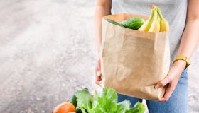 woman with grocery bag