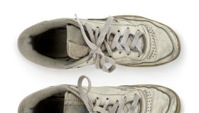 Old Vintage Generic Leather Sneakers Clear-Cut on White Background