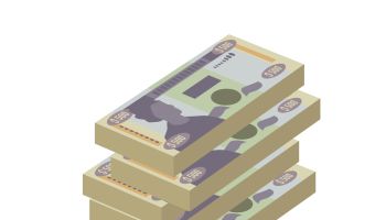 Jamaica Dollar Vector Illustration. Jamaican money set bundle banknotes. Paper money 500 Db. Flat style. Isolated on white background. Simple minimal design.